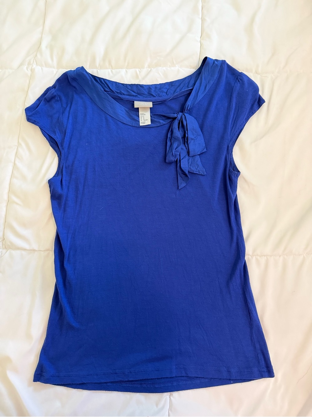 H&M Cap-Sleeve Bow Detail Women's Top in Royal Blue